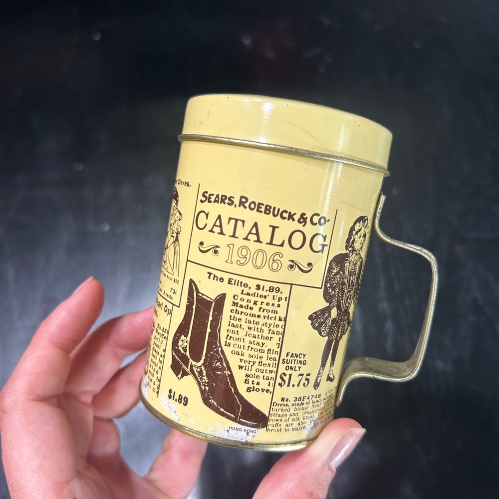 Vintage Sears Roebuck & Co. Tin salt shaker- only butter yellow some rust